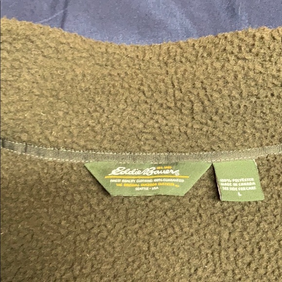 Eddie Bauer army green fleece jacket - Picture 3 of 6